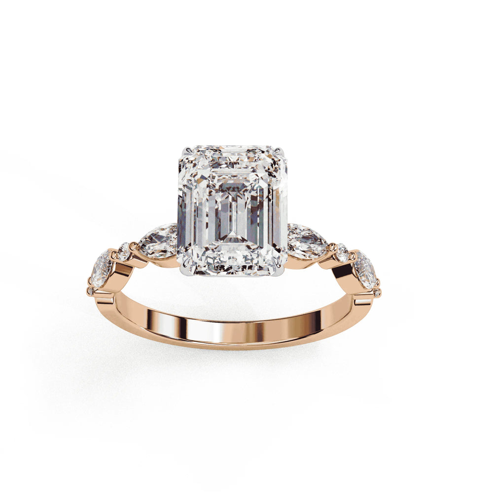 Diamond Ring for Women | Emerald Side Ring | Ozziva