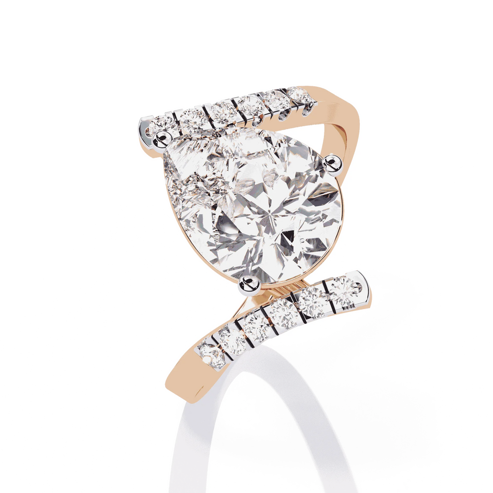 Diamond Ring for Women | Pear Bypass Ring | Ozziva
