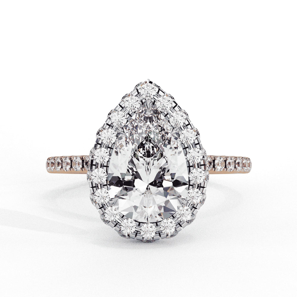 Diamond Halo Ring | Pear Cut Halo | Ozziva
