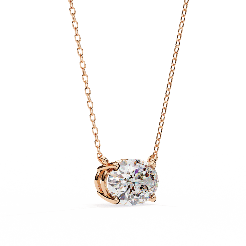 Diamond Pendant Necklace | Oval Diamond Pendant | Ozziva