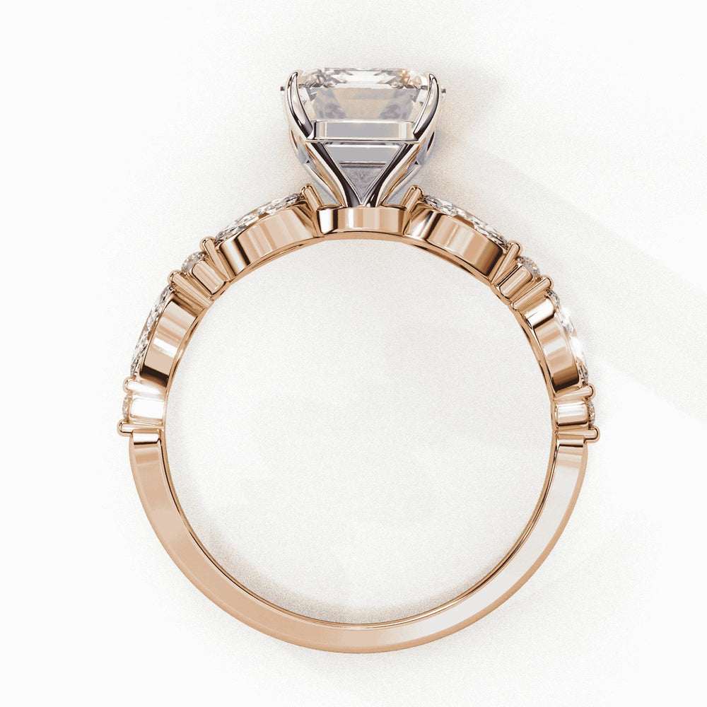 Diamond Ring for Women | Emerald Side Ring | Ozziva