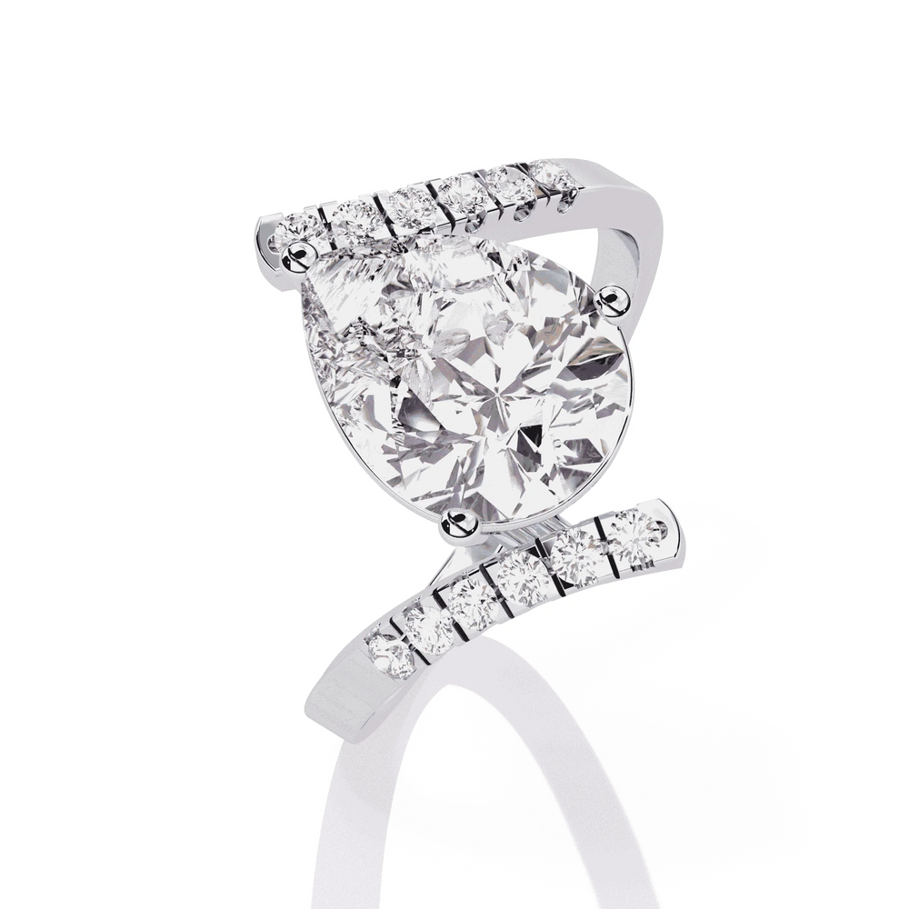 Diamond Ring for Women | Pear Bypass Ring | Ozziva