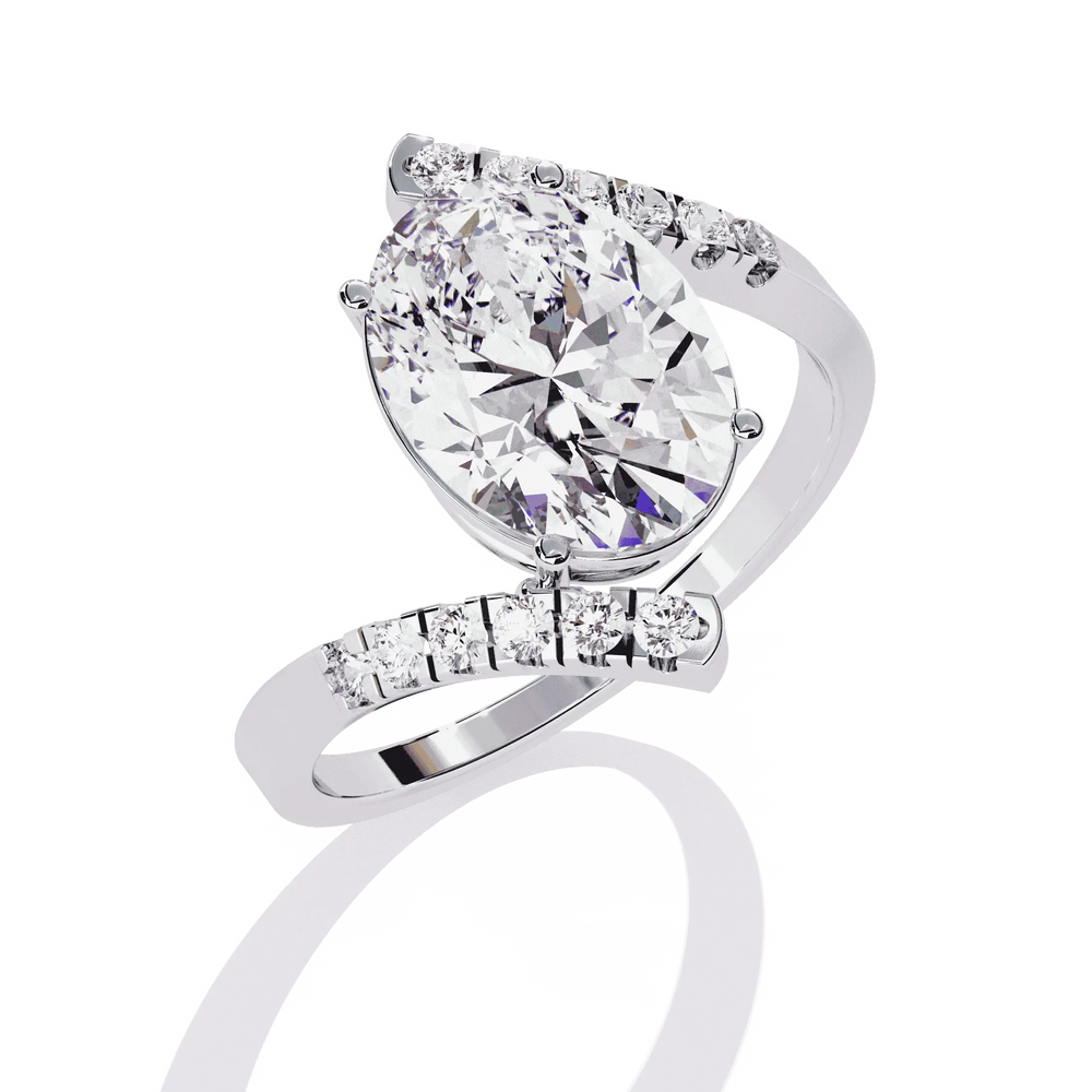 Diamond Ring for Women | Oval Bypass Ring | Ozziva