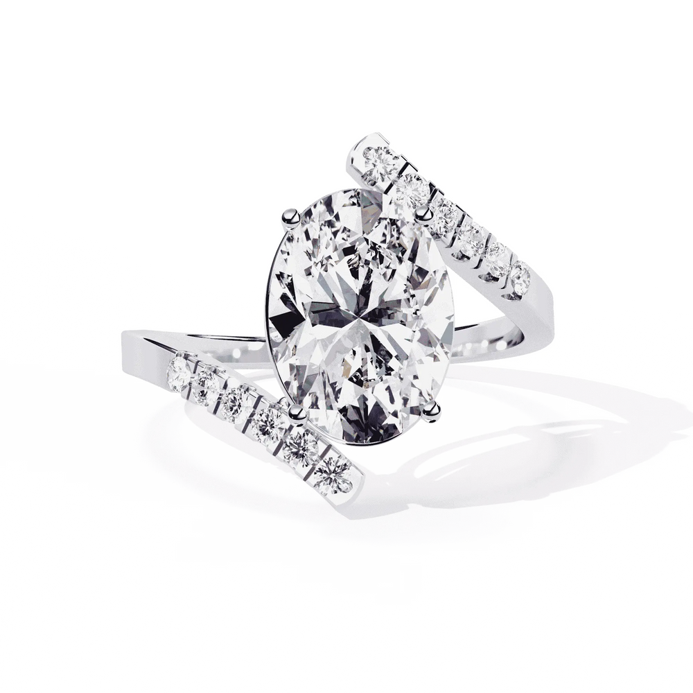 Diamond Ring for Women | Oval Bypass Ring | Ozziva