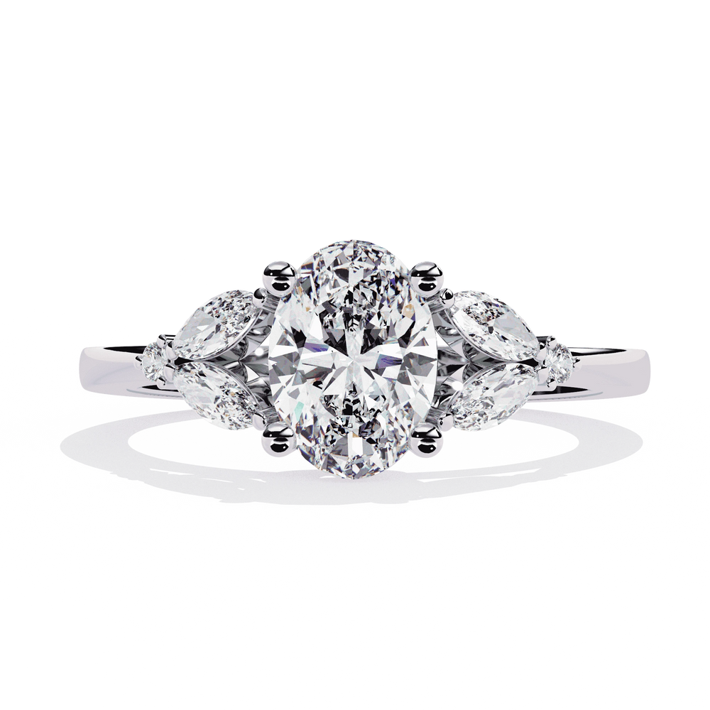 Diamond Engagement Ring | Oval Cluster Ring | Ozziva
