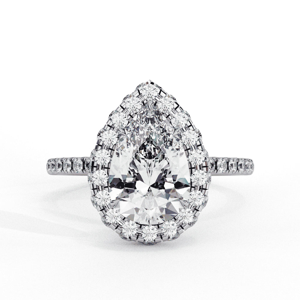 Diamond Halo Ring | Pear Cut Halo | Ozziva
