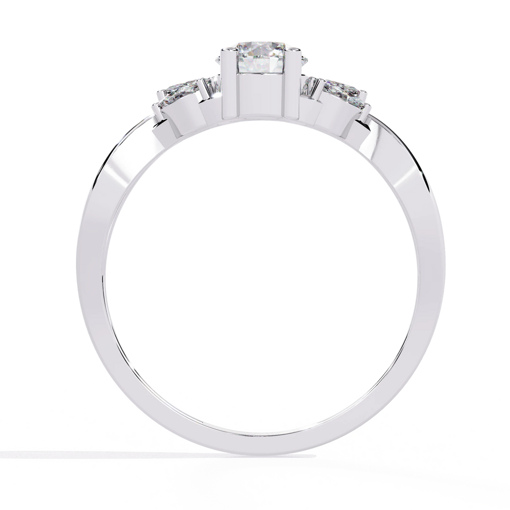 Diamond Engagement Ring | Round Leaf Ring | Ozziva