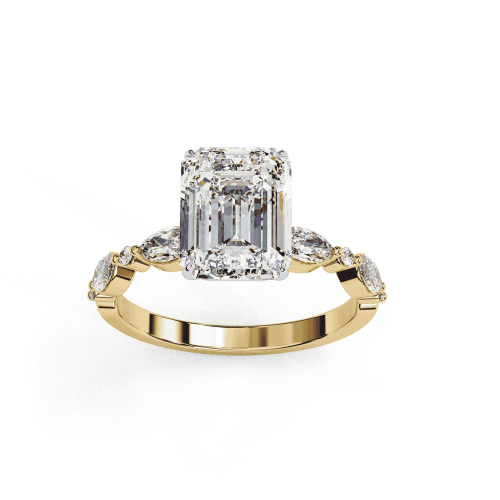 Diamond Ring for Women | Emerald Side Ring | Ozziva