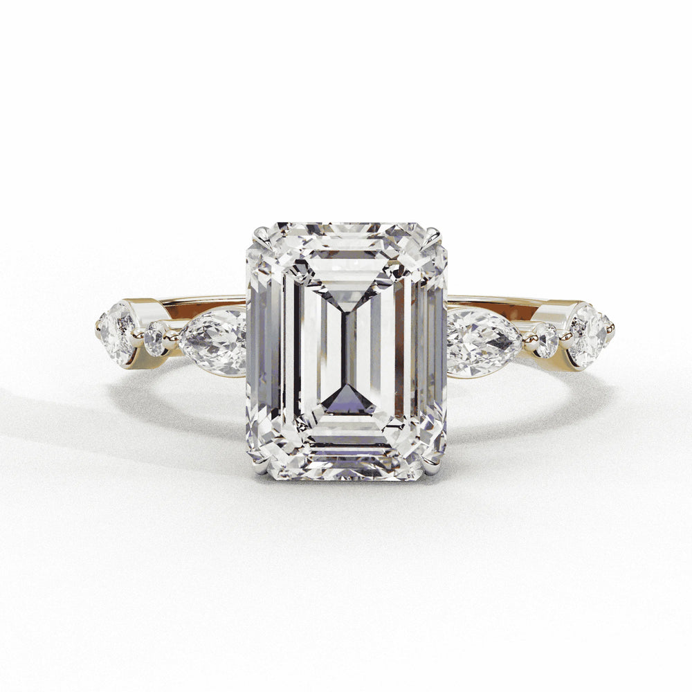 Diamond Ring for Women | Emerald Side Ring | Ozziva