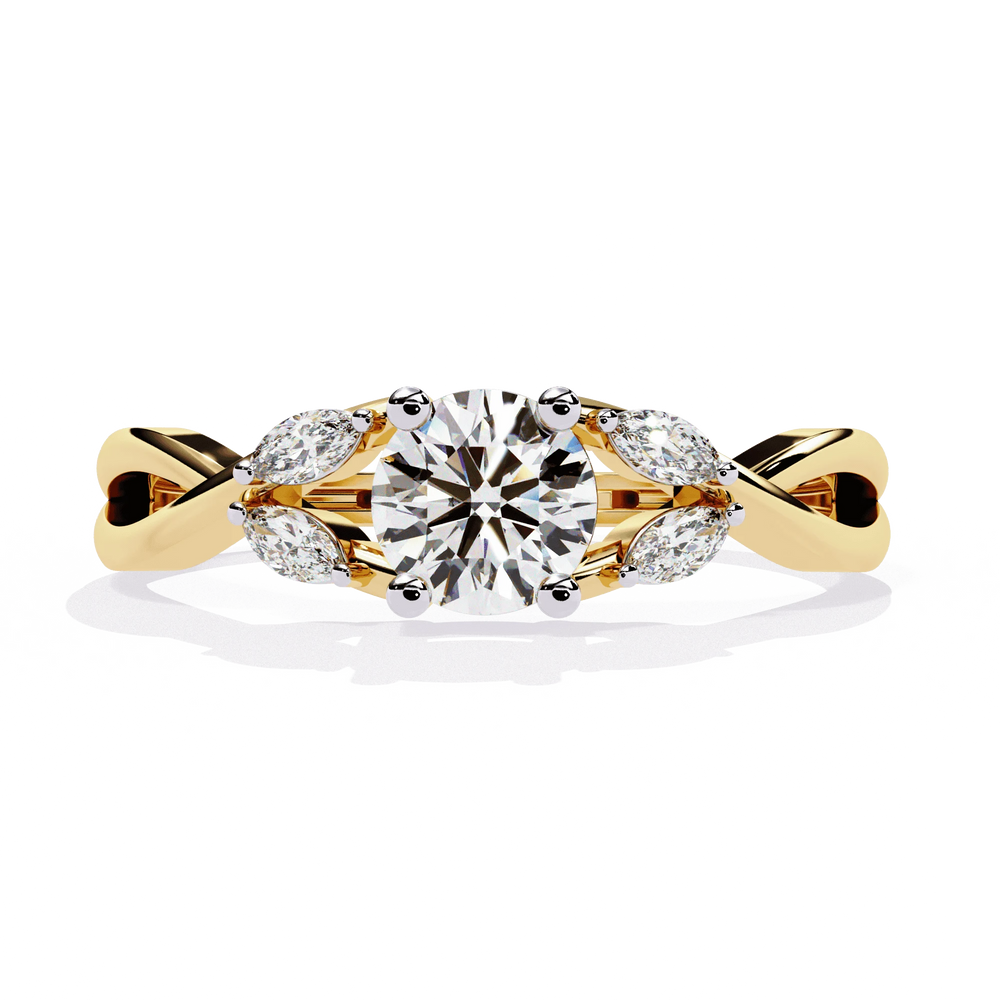 Diamond Engagement Ring | Round Leaf Ring | Ozziva