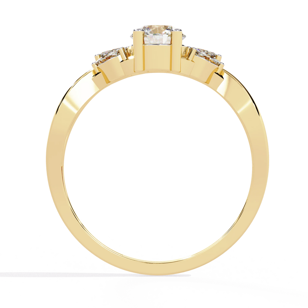 Diamond Engagement Ring | Round Leaf Ring | Ozziva