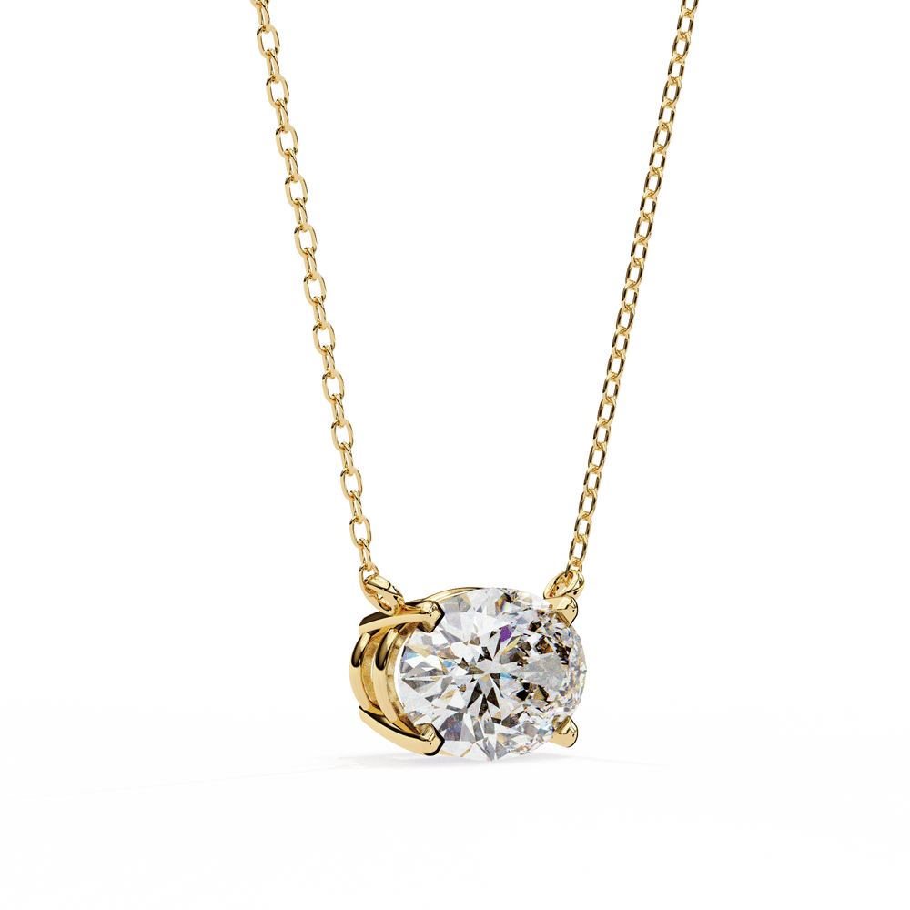 Diamond Pendant Necklace | Oval Diamond Pendant | Ozziva