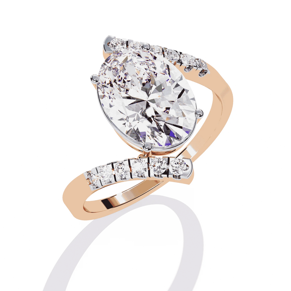Diamond Ring for Women | Oval Bypass Ring | Ozziva