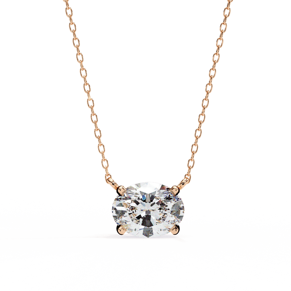 Diamond Pendant Necklace | Oval Diamond Pendant | Ozziva