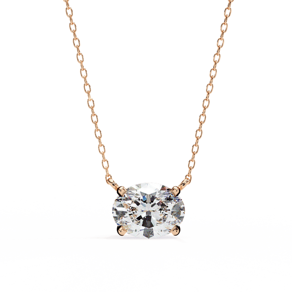Diamond Pendant Necklace | Oval Diamond Pendant | Ozziva