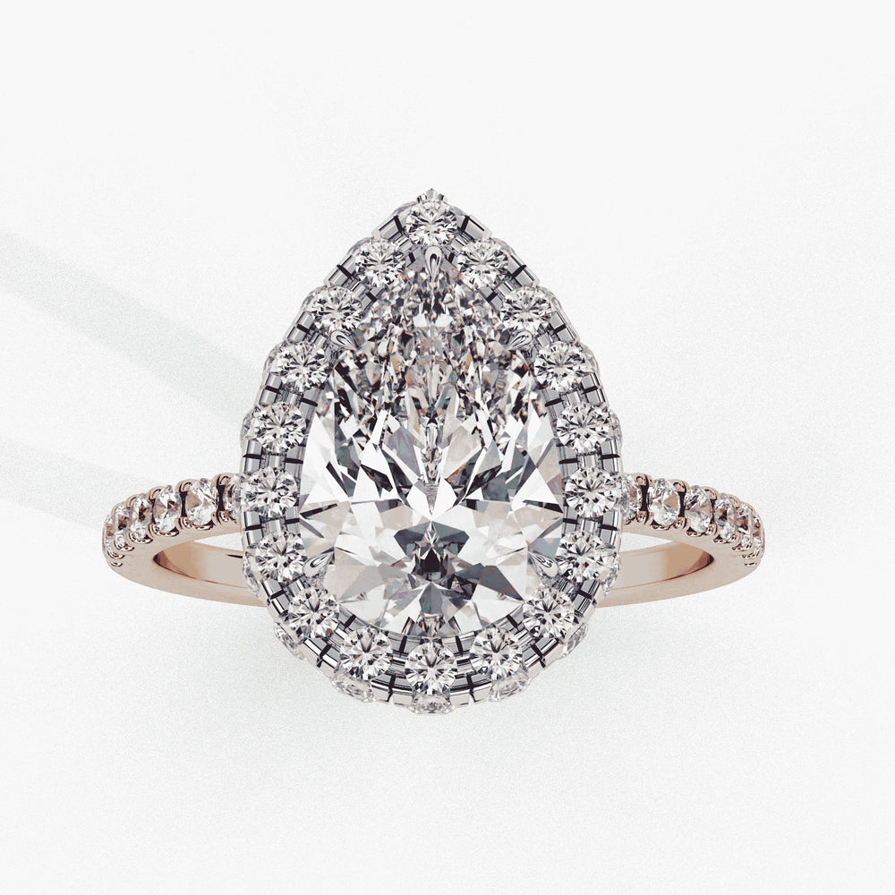 Diamond Halo Ring | Pear Cut Halo | Ozziva
