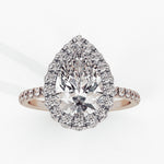 Diamond Halo Ring | Pear Cut Halo | Ozziva