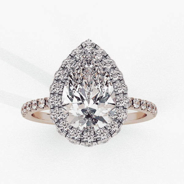 Diamond Halo Ring | Pear Cut Halo | Ozziva