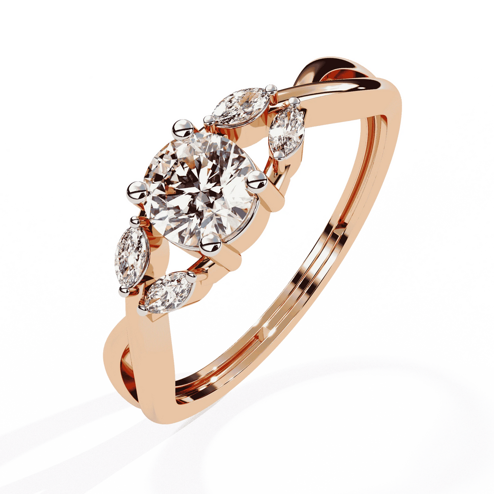 Diamond Engagement Ring | Round Leaf Ring | Ozziva