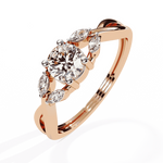 Diamond Engagement Ring | Round Leaf Ring | Ozziva