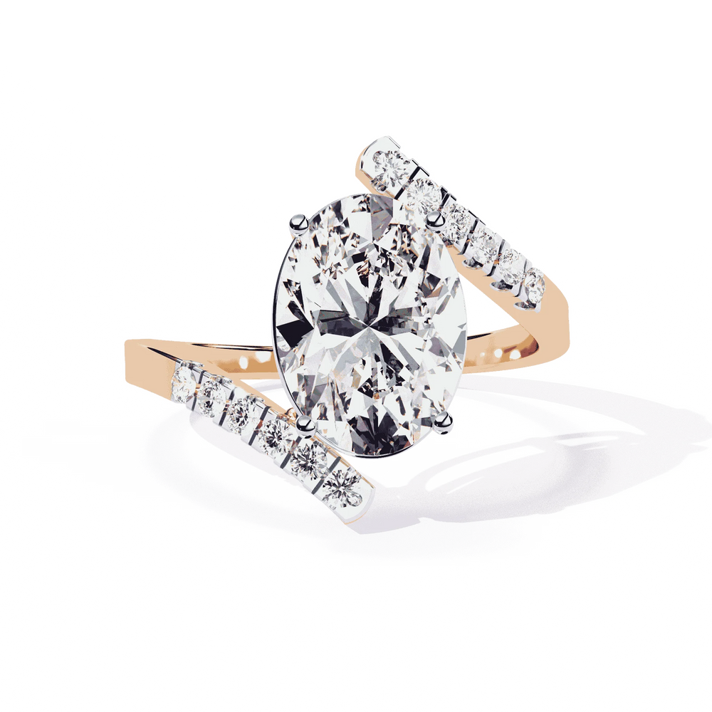 Diamond Ring for Women | Oval Bypass Ring | Ozziva