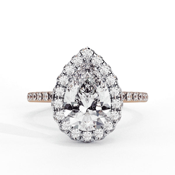 Diamond Halo Ring | Pear Cut Halo | Ozziva
