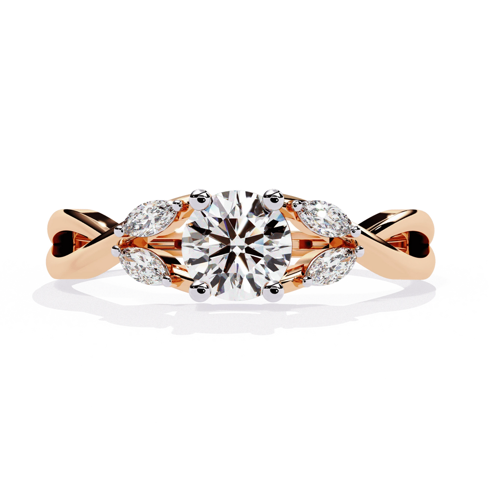 Diamond Engagement Ring | Round Leaf Ring | Ozziva