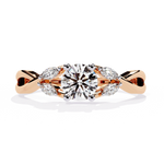 Diamond Engagement Ring | Round Leaf Ring | Ozziva