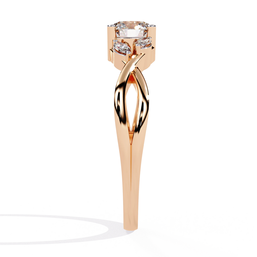 Diamond Engagement Ring | Round Leaf Ring | Ozziva