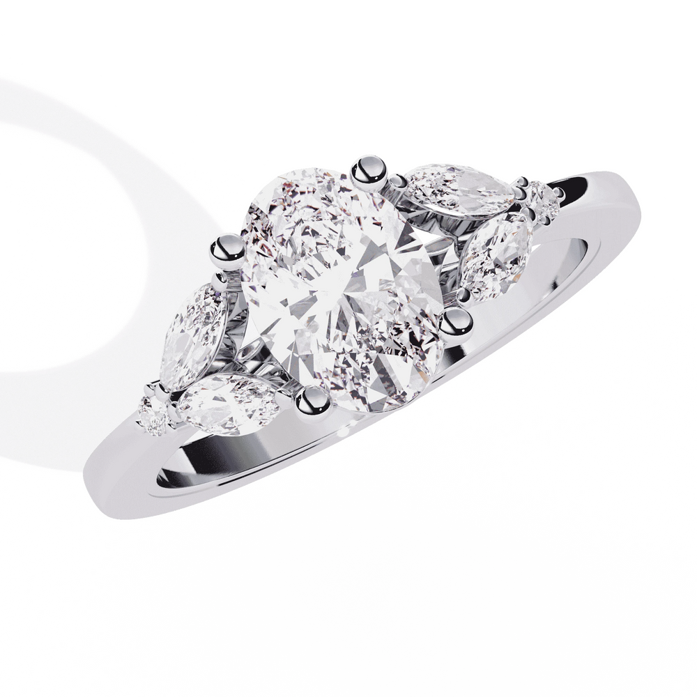 Diamond Engagement Ring | Oval Cluster Ring | Ozziva