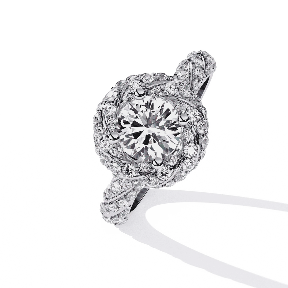 Diamond Ring for Women | Twisted Halo Ring | Ozziva