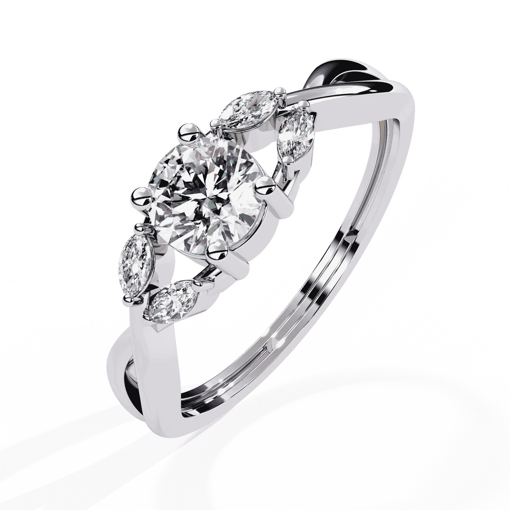 Diamond Engagement Ring | Round Leaf Ring | Ozziva