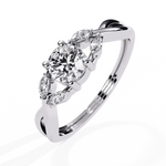 Diamond Engagement Ring | Round Leaf Ring | Ozziva