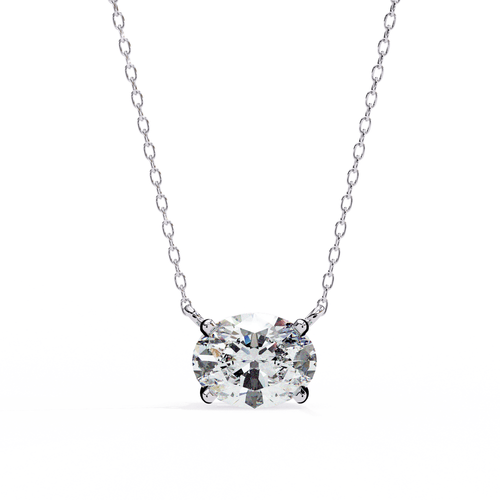 Diamond Pendant Necklace | Oval Diamond Pendant | Ozziva