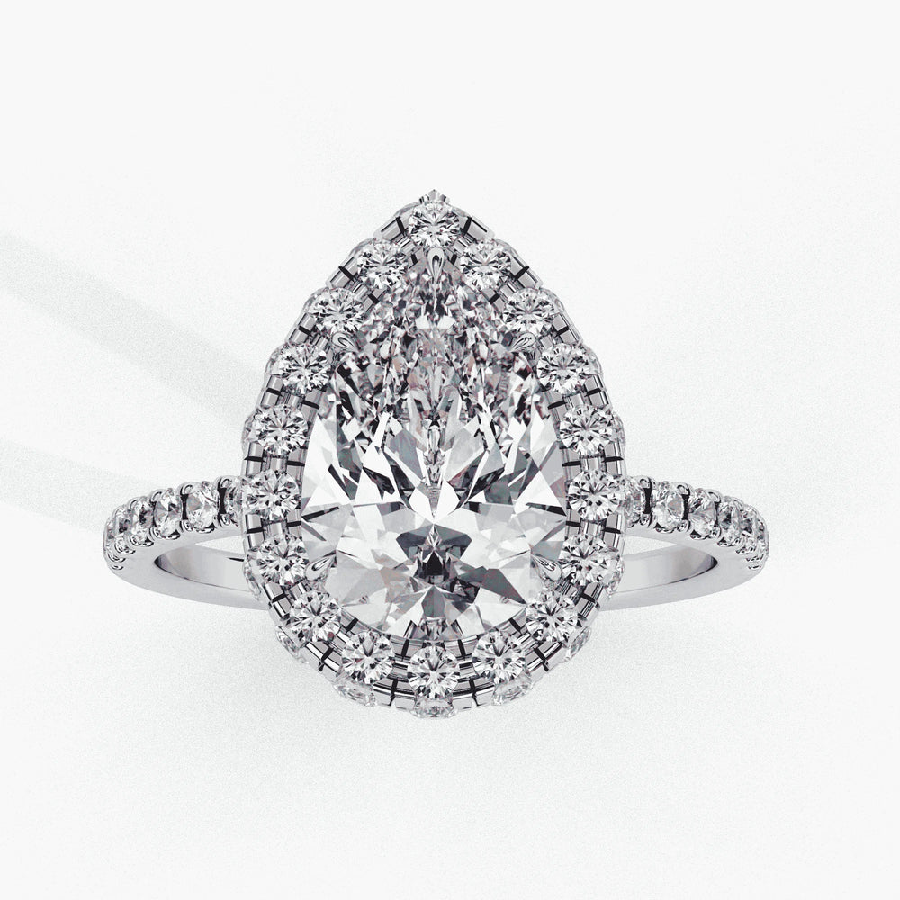 Diamond Halo Ring | Pear Cut Halo | Ozziva