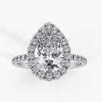 Diamond Halo Ring | Pear Cut Halo | Ozziva