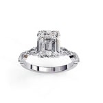 Diamond Ring for Women | Emerald Side Ring | Ozziva
