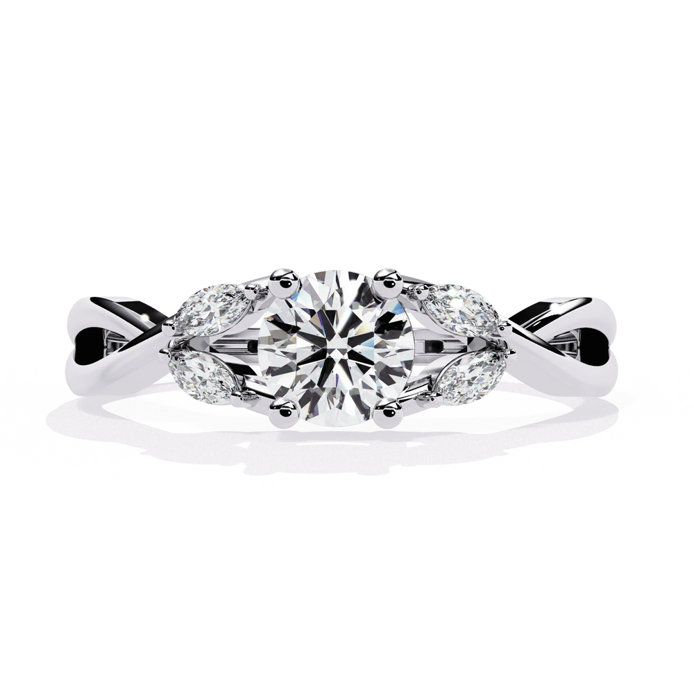 Diamond Engagement Ring | Round Leaf Ring | Ozziva