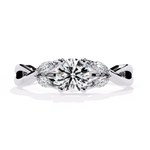 Diamond Engagement Ring | Round Leaf Ring | Ozziva