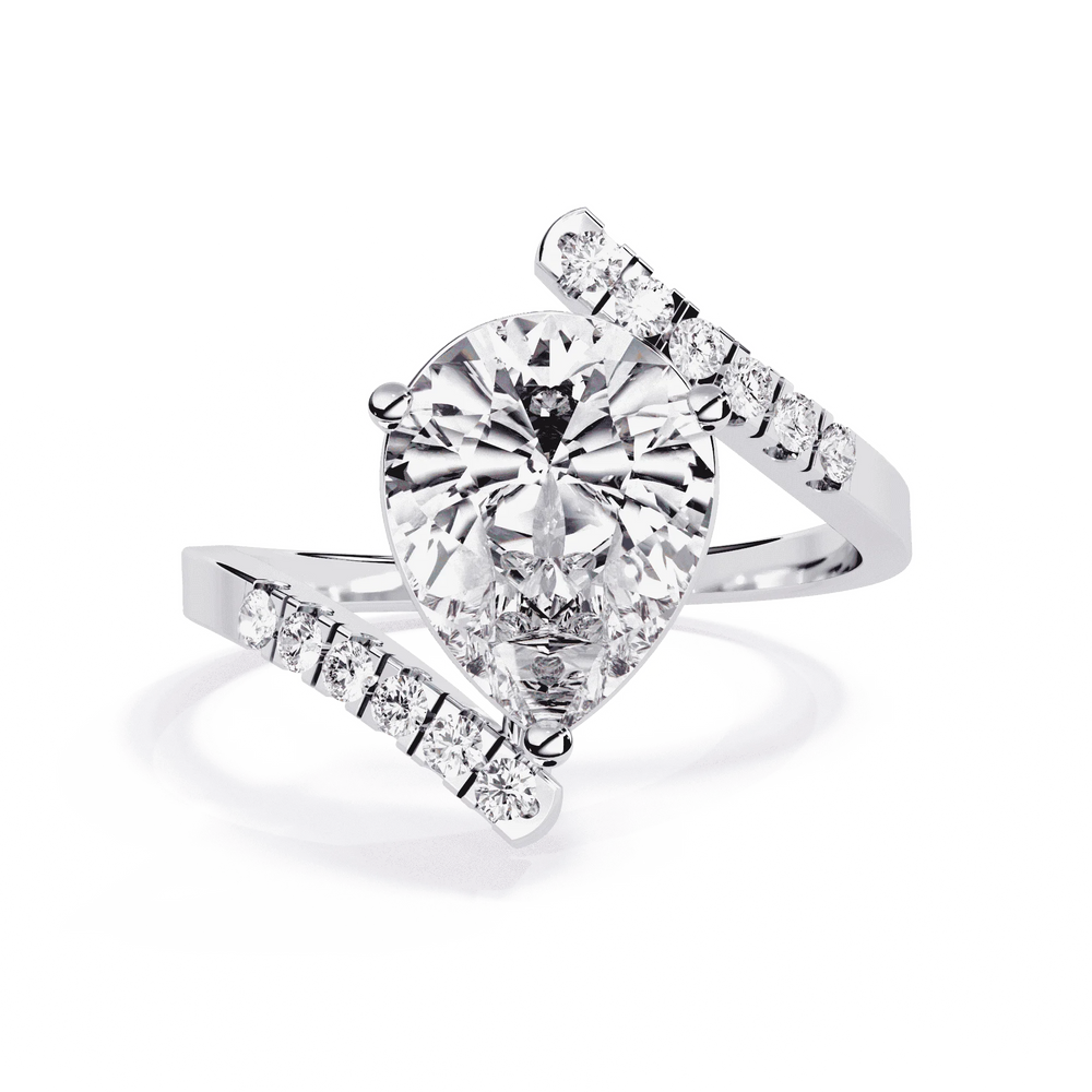 Diamond Ring for Women | Pear Bypass Ring | Ozziva
