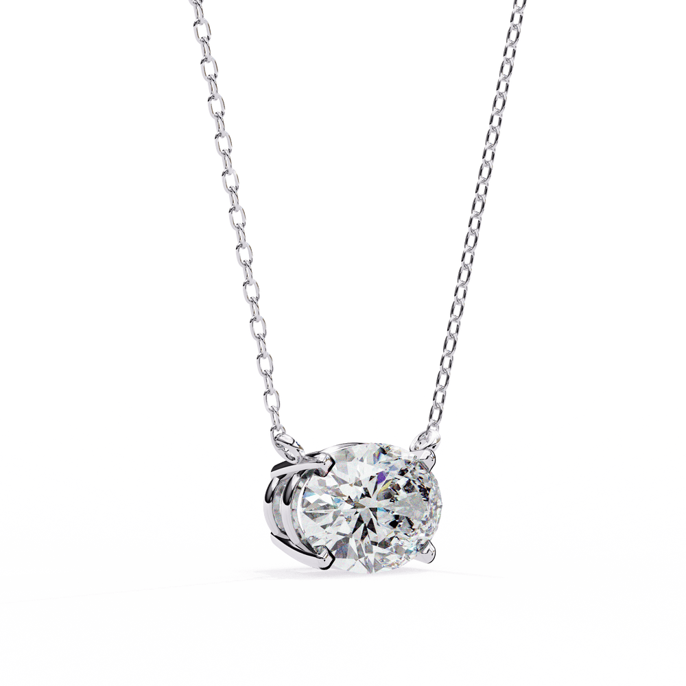 Diamond Pendant Necklace | Oval Diamond Pendant | Ozziva