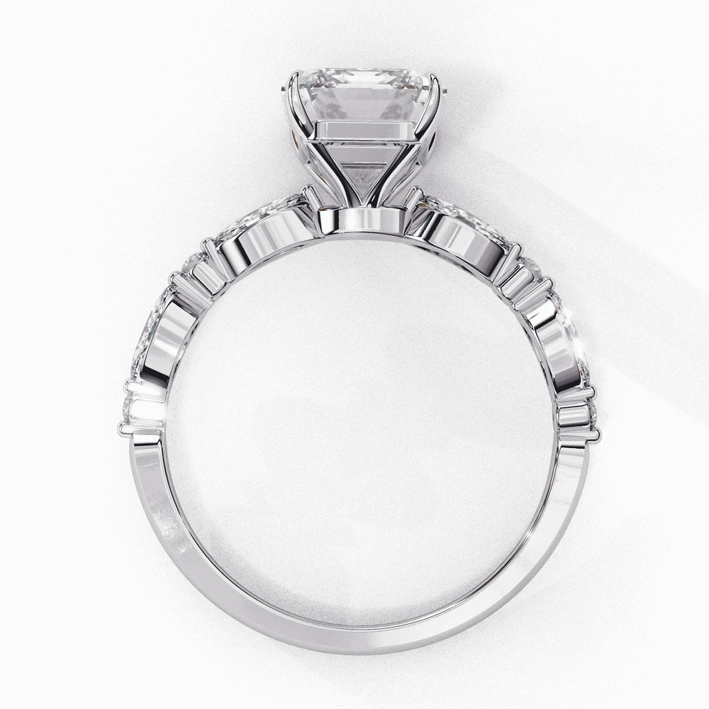 Diamond Ring for Women | Emerald Side Ring | Ozziva