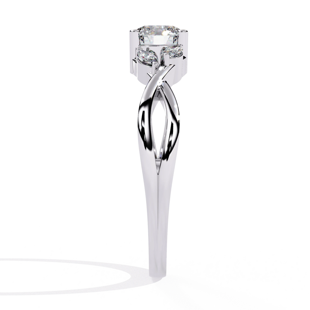 Diamond Engagement Ring | Round Leaf Ring | Ozziva