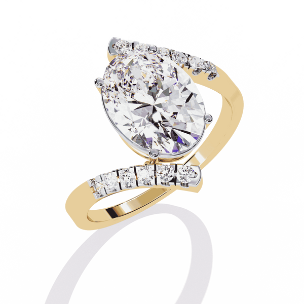 Diamond Ring for Women | Oval Bypass Ring | Ozziva