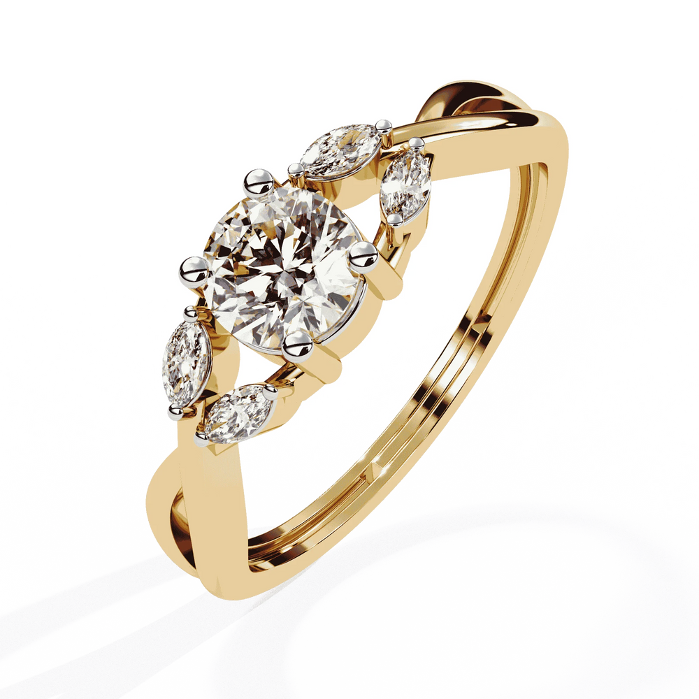 Diamond Engagement Ring | Round Leaf Ring | Ozziva