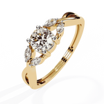 Diamond Engagement Ring | Round Leaf Ring | Ozziva