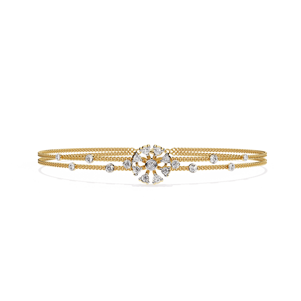 Gold Diamond Bangle for Women | Sleek Bangle | Ozziva