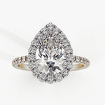 Diamond Halo Ring | Pear Cut Halo | Ozziva