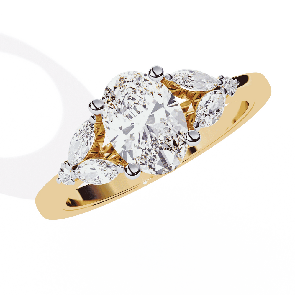 Diamond Engagement Ring | Oval Cluster Ring | Ozziva