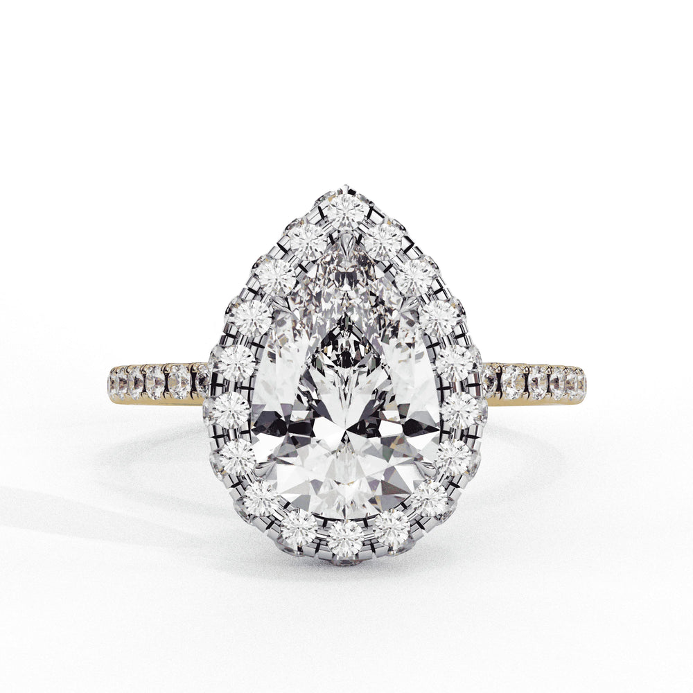 Diamond Halo Ring | Pear Cut Halo | Ozziva